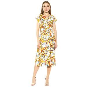 New Alexia Admor Iris Drop Shoulder Wrap Dress | Large Palm‎ Multi 12